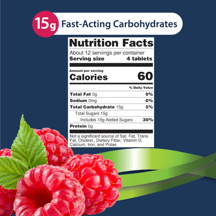 TRUEplus Glucose Tablets, Raspberry, 50 Count