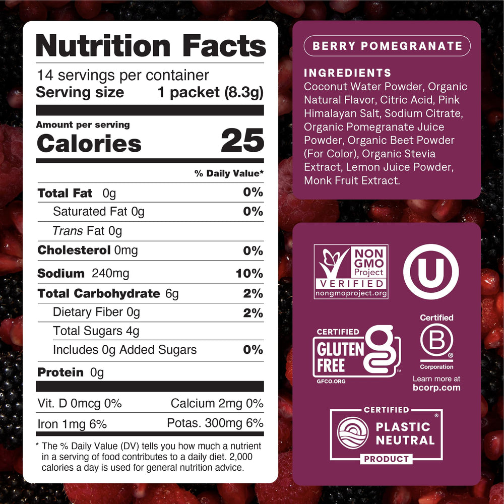 CURE HYDRATION MIX Electrolyte Drink Mix, Berry Pomegranate, 14 Count