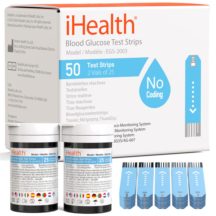 iHealth Blood Glucose Test Strips, 50 Count