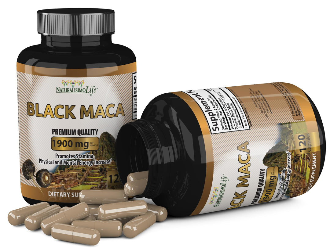 NaturalisimoLife Maca Supplement, Black, 950 mg, 120 Count