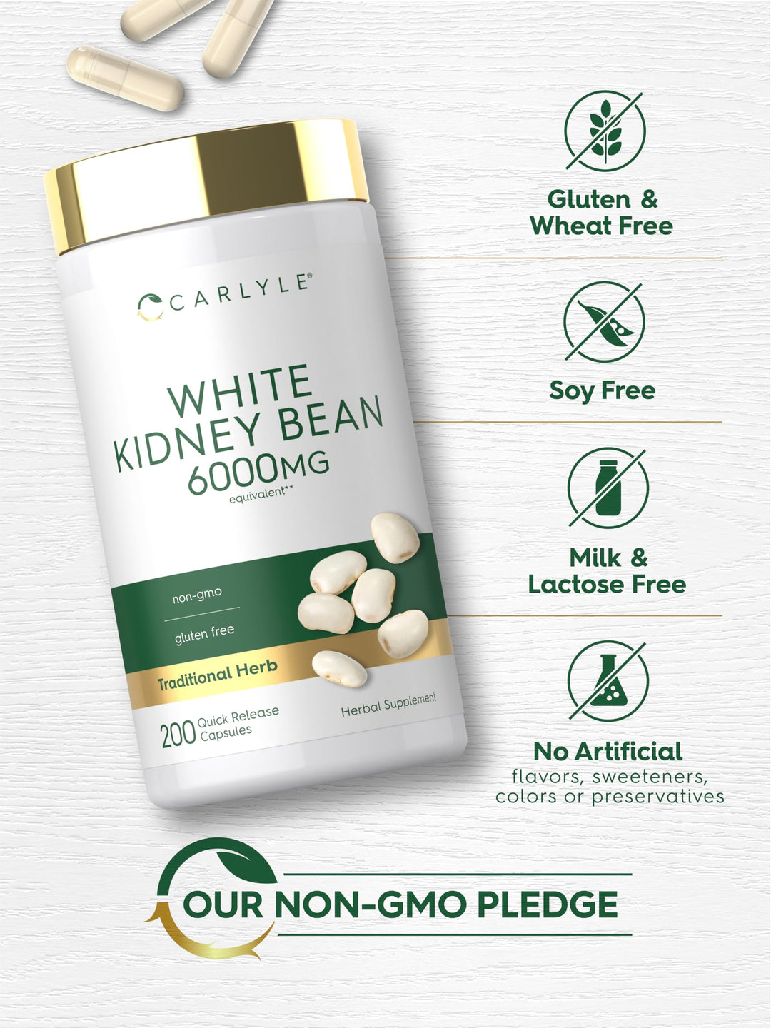 Carlyle White Kidney Bean Extract, 6000 mg, 200 Count