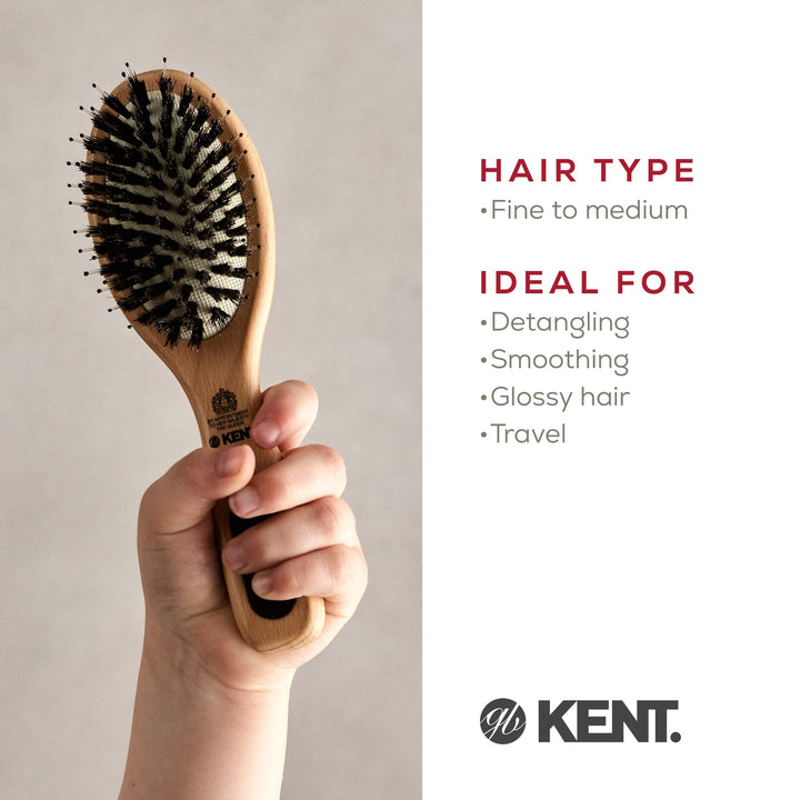 KENT PF02 Small Cushion Detangler Brush, Oval
