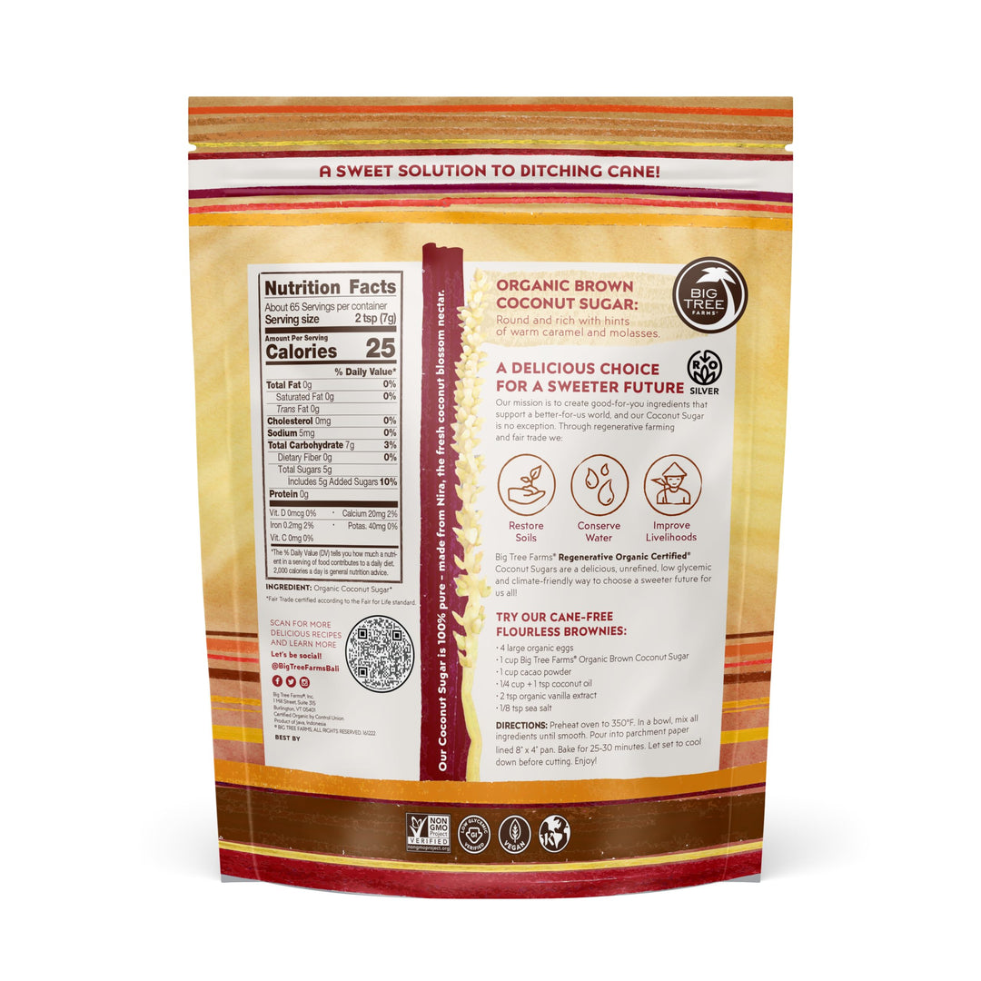 Big Tree Farms Organic Brown Coconut Sugar, Fine Crystals, 1 lb