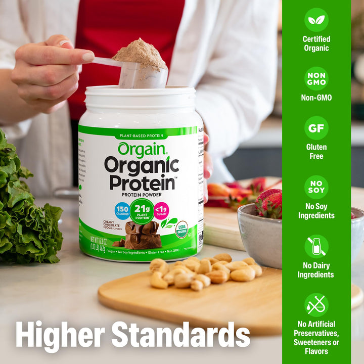 Orgain Organic Vegan Protein Powder, Creamy Chocolate Fudge, 2.03 lb
