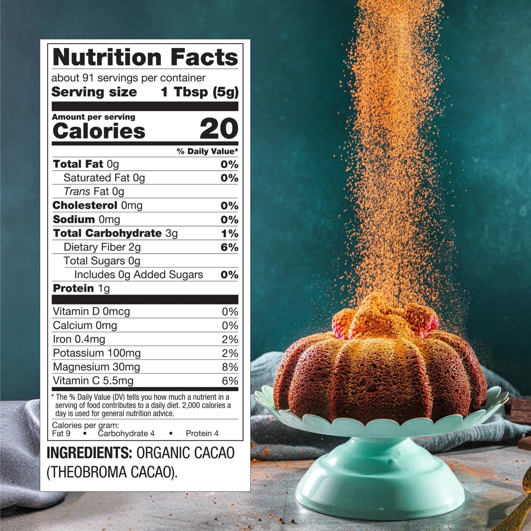 BetterBody Foods Organic Cacao Powder, Unsweetened, 16 oz