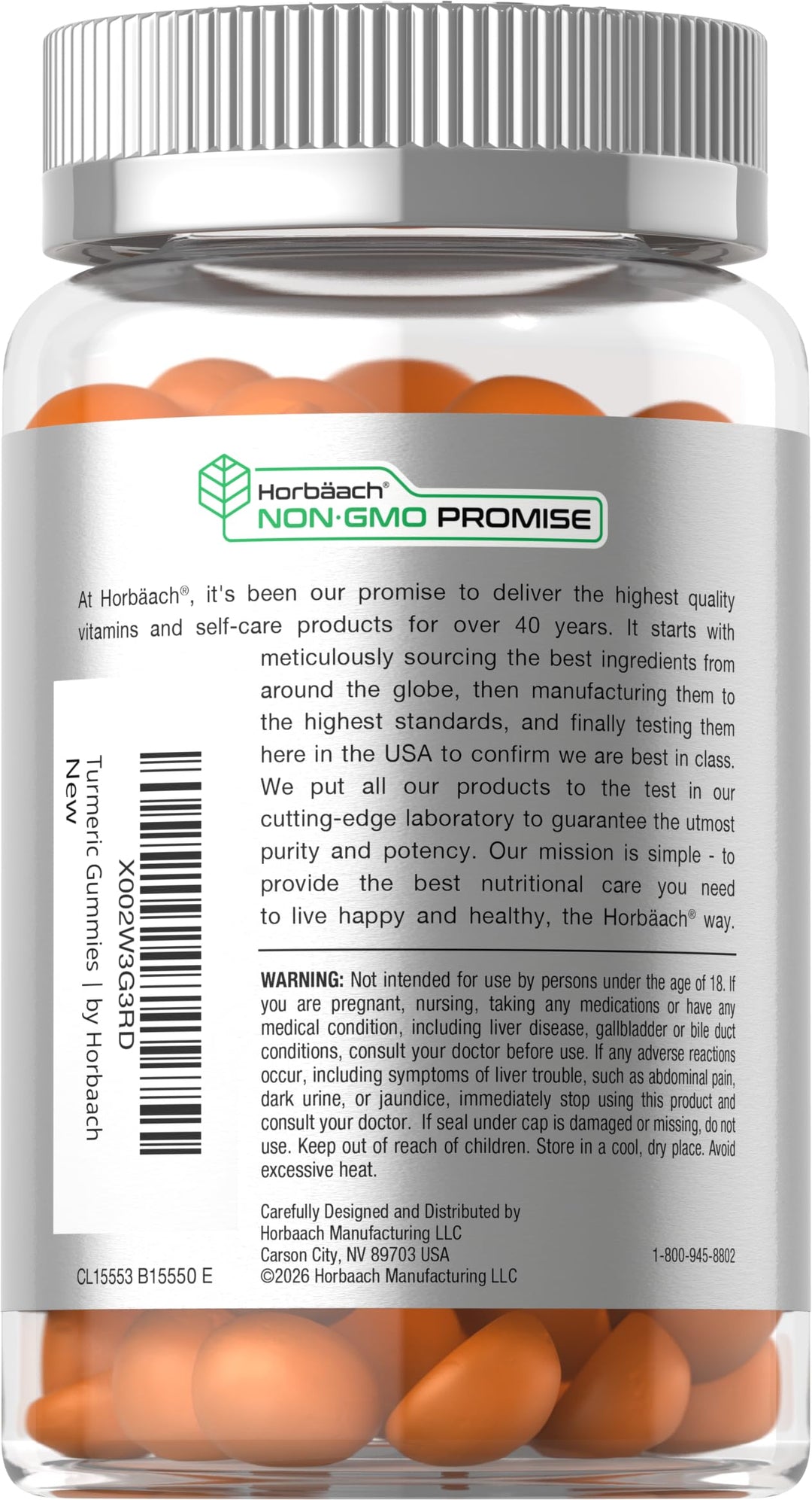 Horbäach Turmeric Gummies, Mango & Peach, 70 Count