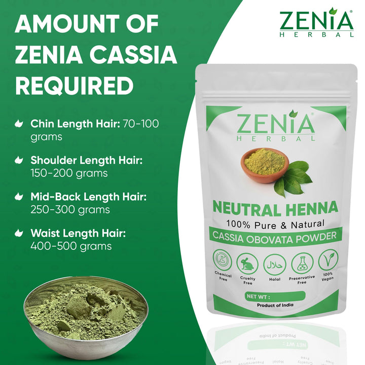 Zenia 100% Pure Neutral Henna Powder, 1 kg