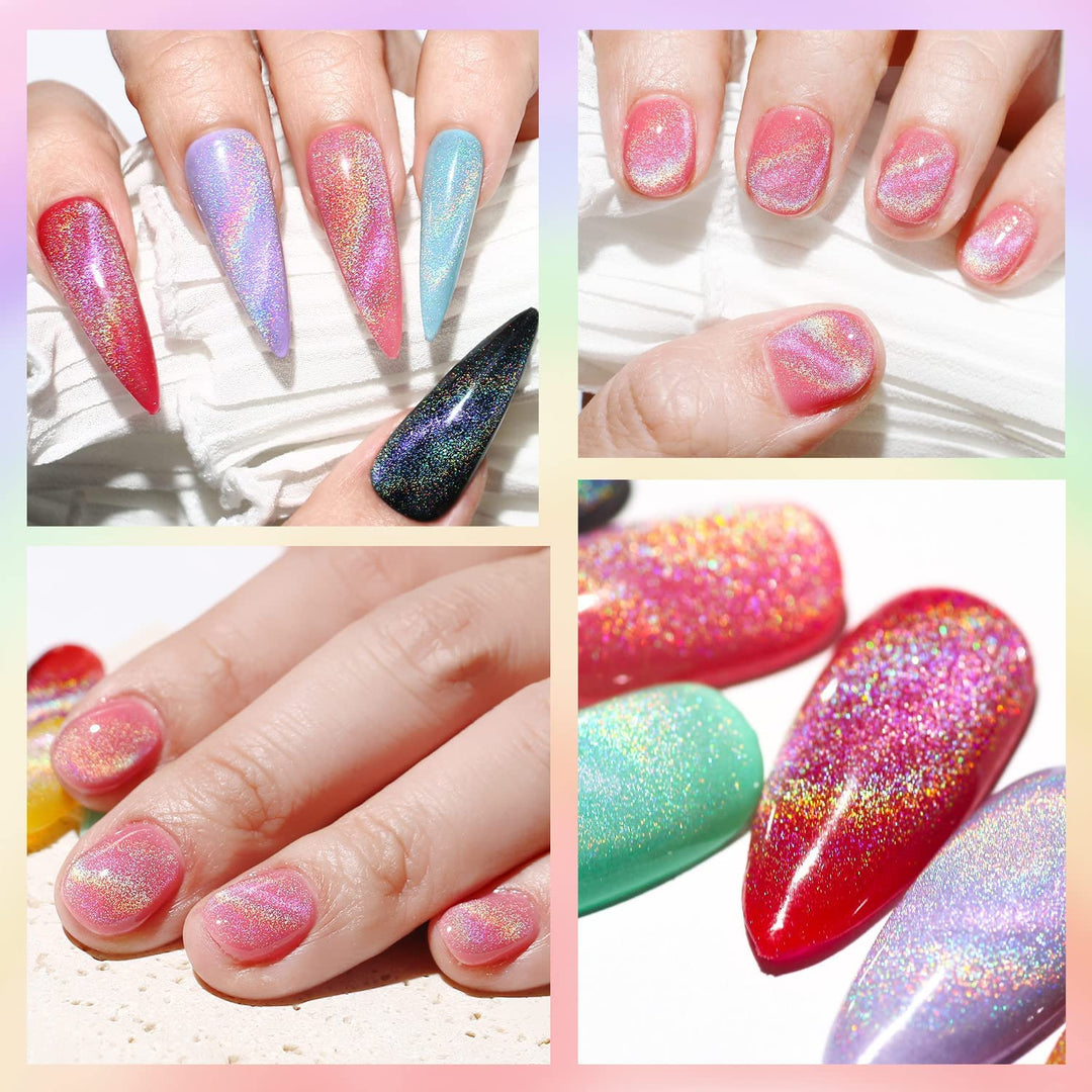 Major Dijit Shiny Cat Eye Gel Nail Polish, Laser Rainbow, 15 ml