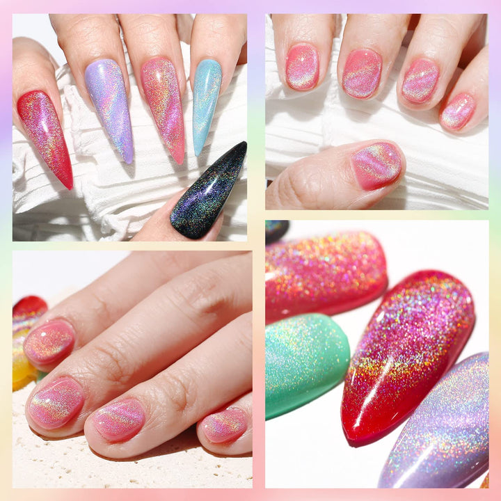 Major Dijit Shiny Cat Eye Gel Nail Polish, Laser Rainbow, 15 ml