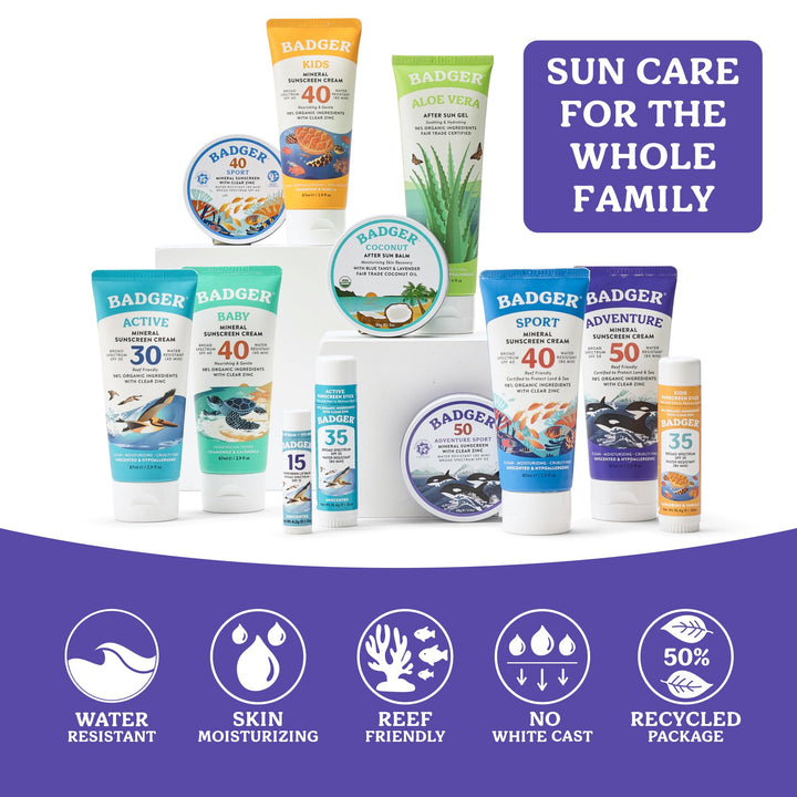 Badger Mineral Sunscreen SPF 50, Unscented, 2.9 fl oz