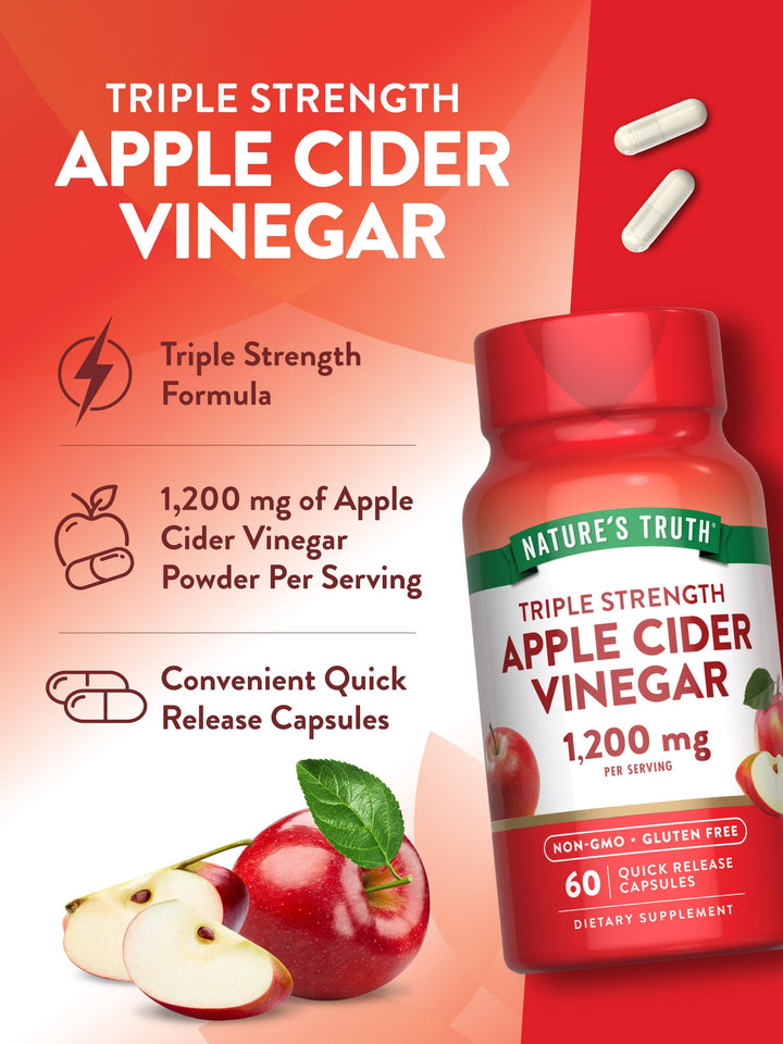 Nature's Truth Apple Cider Vinegar Capsules, 1200 mg, 60 Count