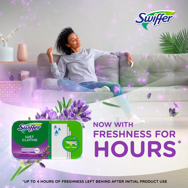 Swiffer Sweep + Mop Wet Pads Refill, Lavender, 12 Count
