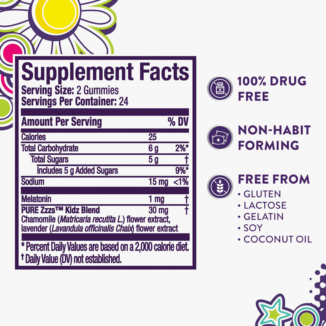ZzzQuil Pure Zzzs Kidz Melatonin Sleep Aid Gummies, Berry, 48 Count