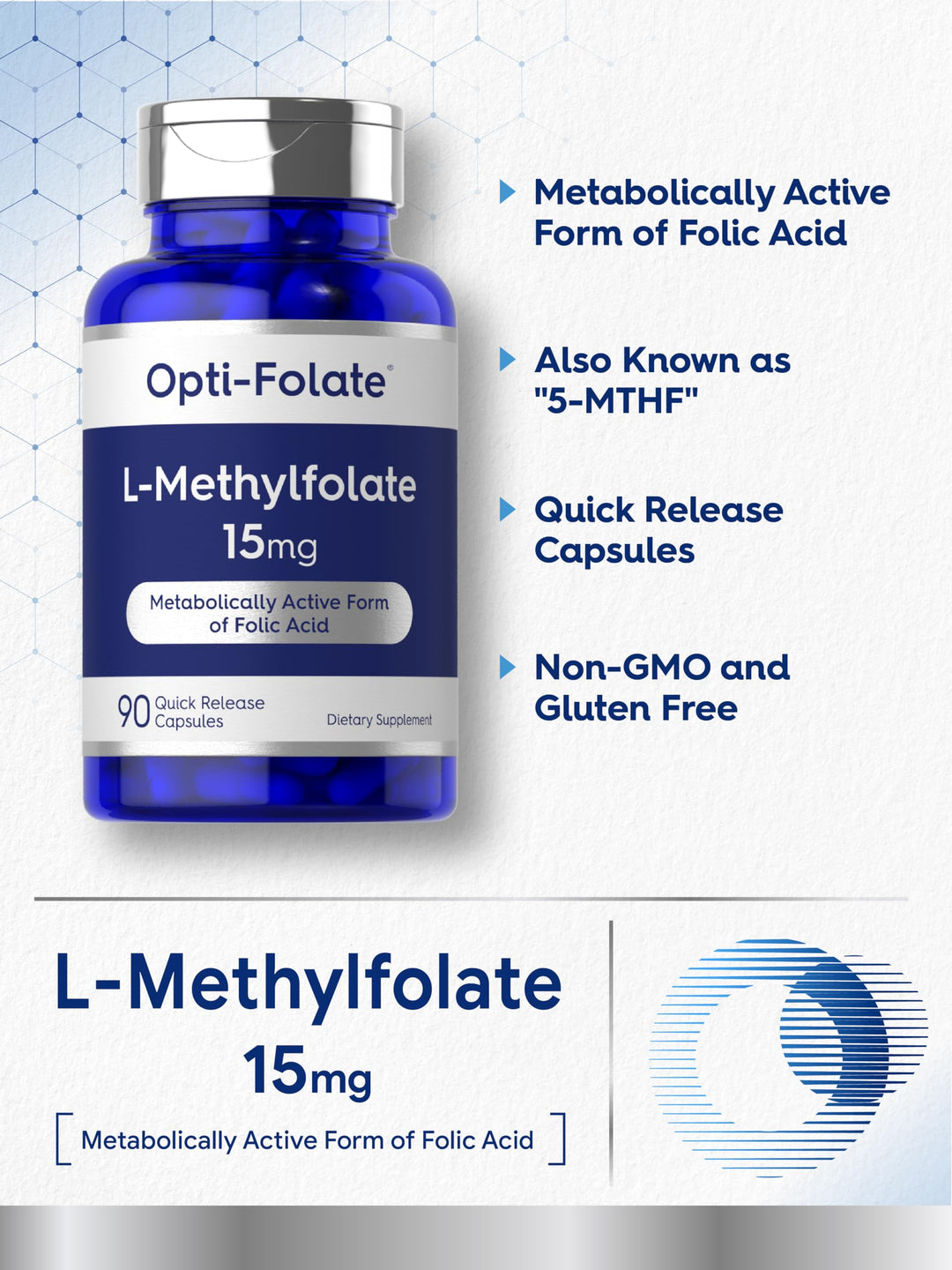 Carlyle Opti-Folate L-Methylfolate, 15 mg, 90 Count