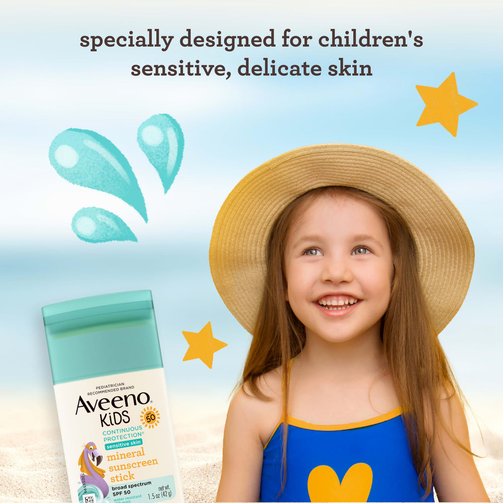 Aveeno Kids Continuous Protection Zinc Oxide Mineral Sunscreen Stick, SPF 50, 1.5 oz
