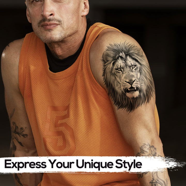 KOTBS Lion Head Temporary Tattoos, 6 Count