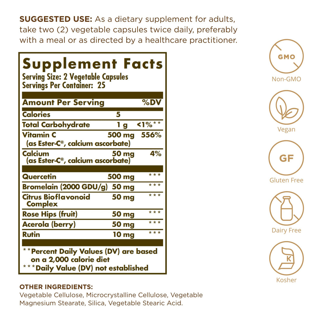 Solgar Quercetin Complex with Ester-C Plus, 50 Count