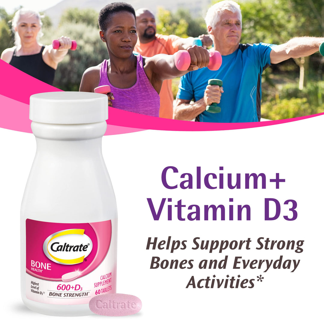 Caltrate Calcium and Vitamin D3 Supplement Tablets, 600 mg, 60 Count