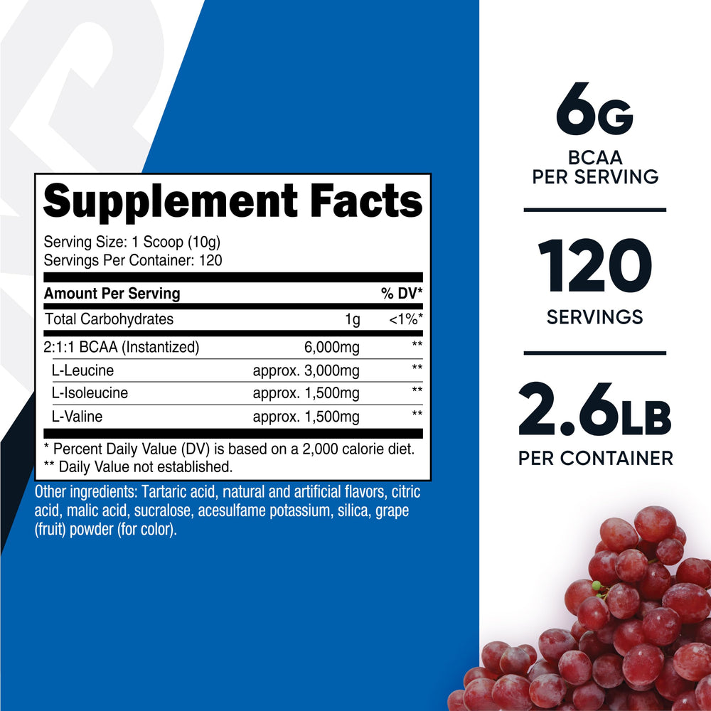 Nutricost BCAA Powder, Grape, 120 Servings