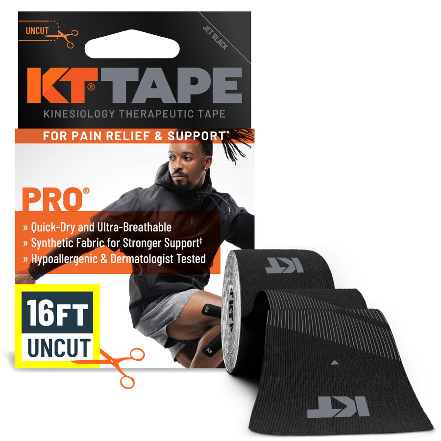 KT Tape Pro Synthetic Kinesiology Tape, Jet Black, 16 ft