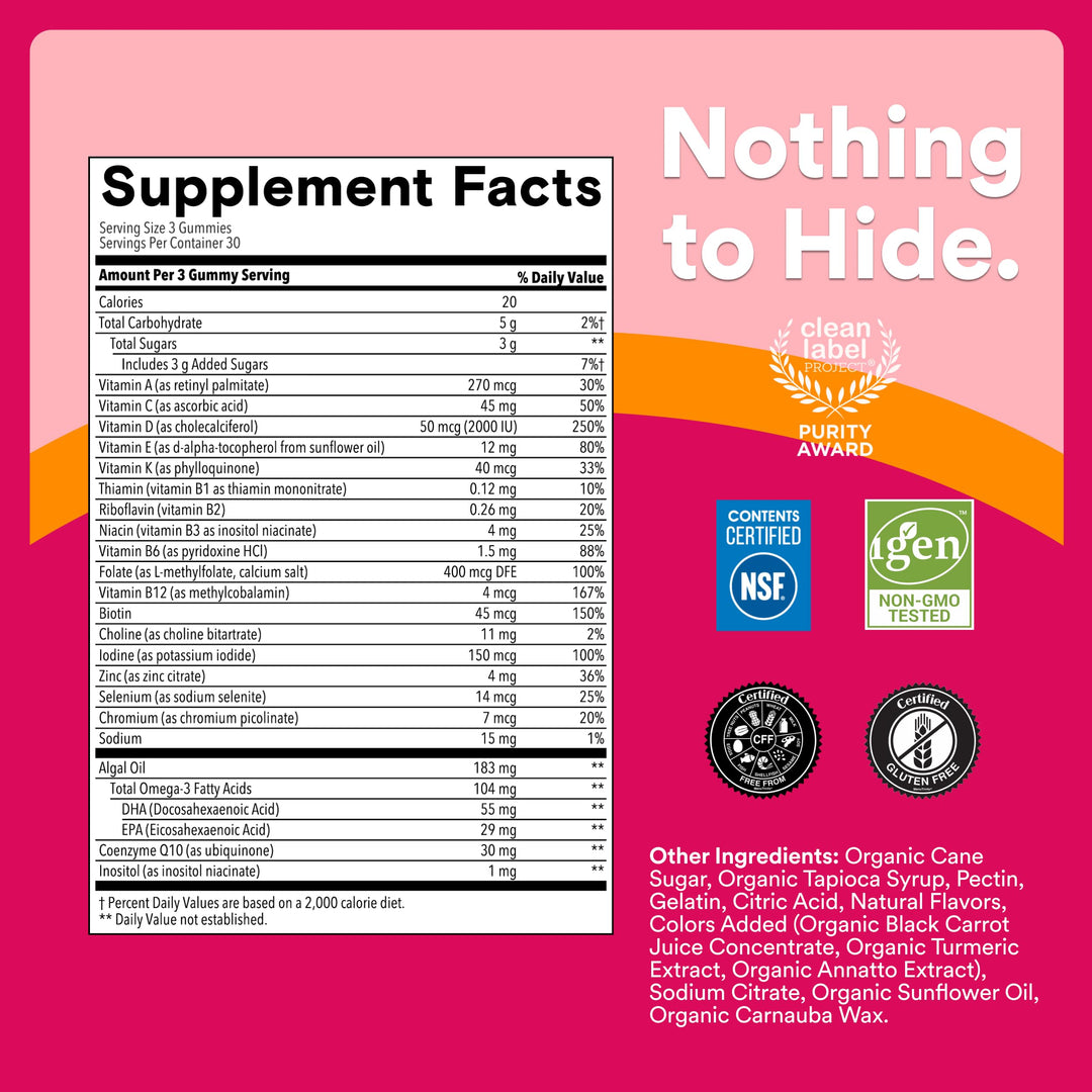 SmartyPants Women's Multivitamin Gummies, Three Fruit Flavors, 90 Count