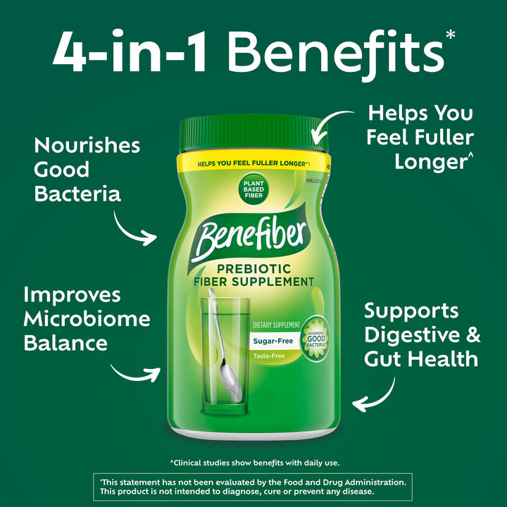 Benefiber Daily Prebiotic Fiber Supplement Powder, Unflavored, 17.6 oz
