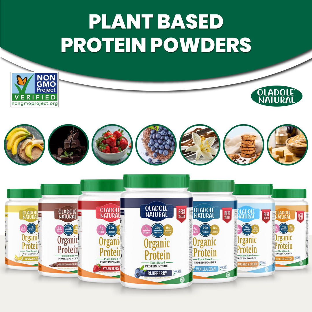 Oladole Natural Plant Based Organic Protein Powder, Vanilla Bean, 1 kg