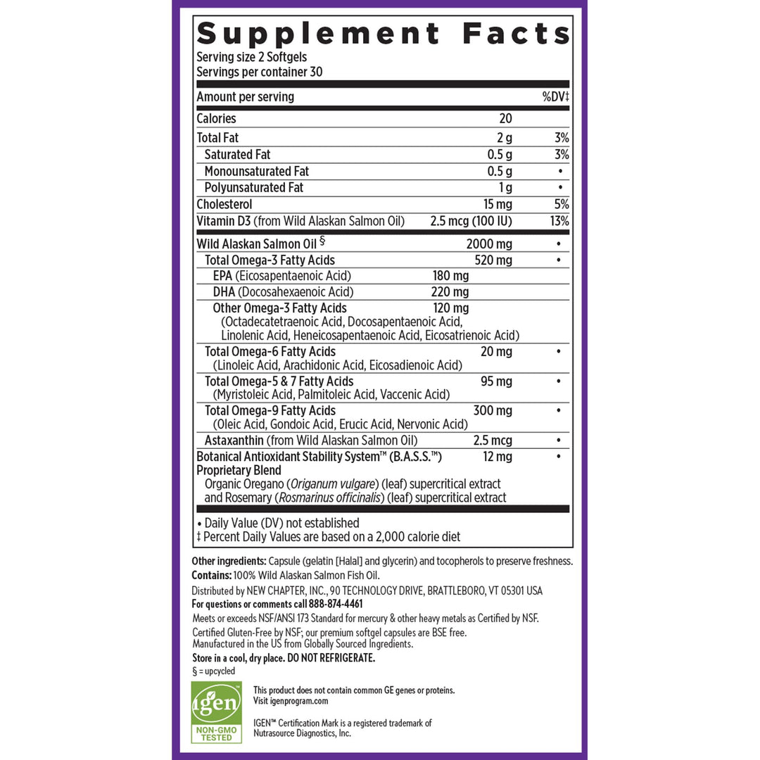 New Chapter Wholemega Wild Alaskan Salmon Oil, 60 Count