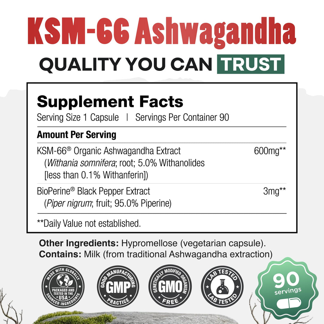 DailyNutra KSM-66 Ashwagandha Organic Root Extract, 600 mg, 90 Count