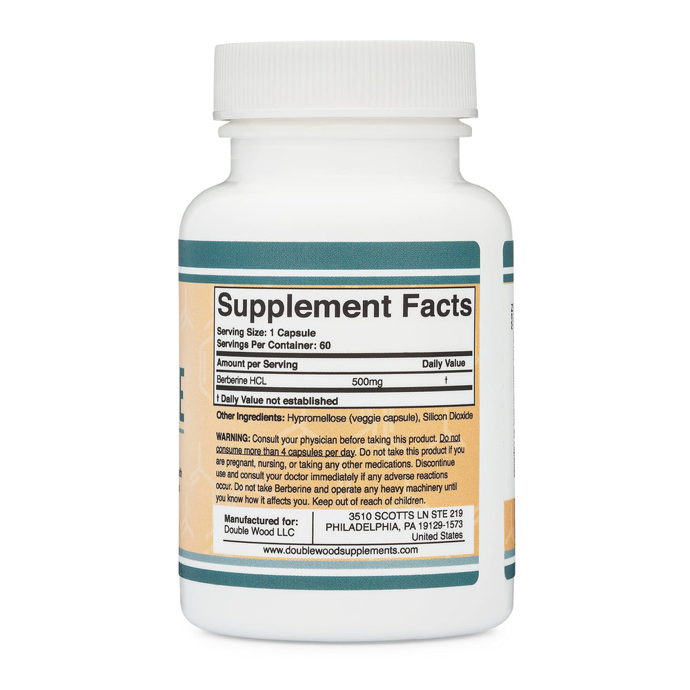 Double Wood Supplements Berberine 500mg, 60 Count