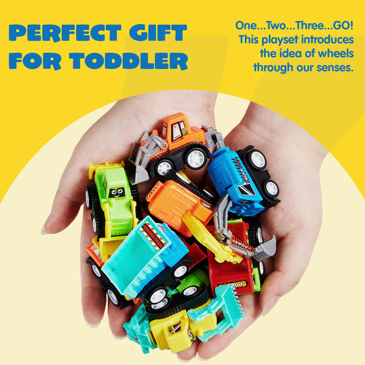 JOYIN Pull Back Construction Vehicles, 12 Count