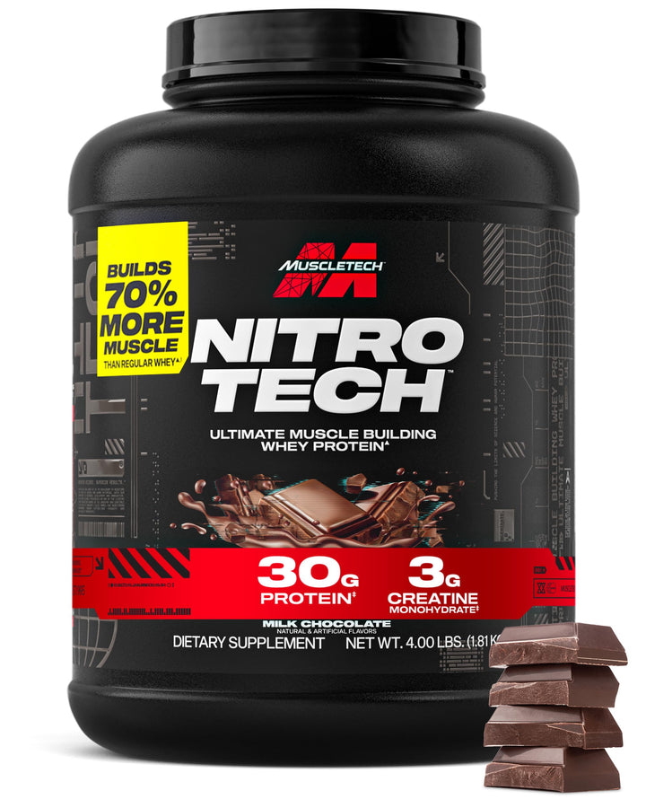 Muscletech Nitro-Tech Whey Protein Powder, Chocolate, 4 lb