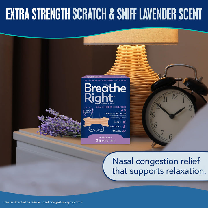 Breathe Right Nasal Strips, Extra Strength, Lavender, 26 Count