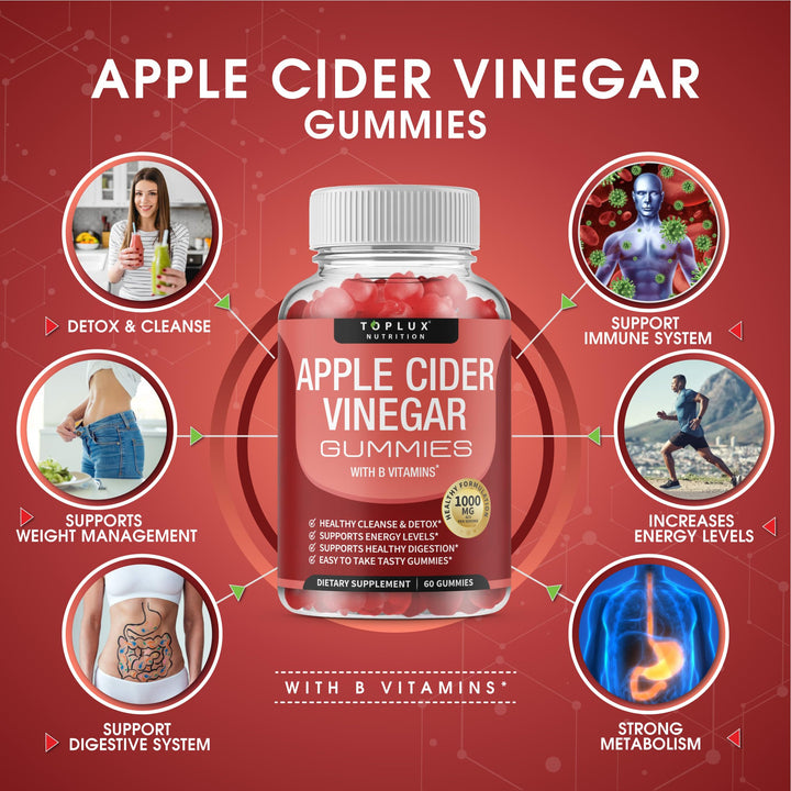 Toplux Apple Cider Vinegar Gummies, 1000mg, 60 Count