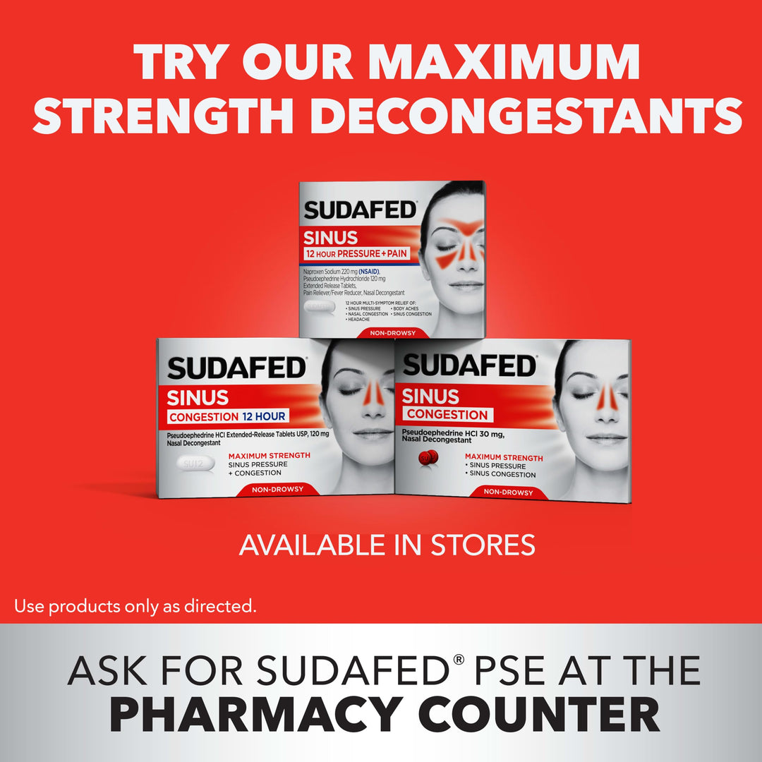 Sudafed Sinus Pressure & Nasal Congestion Mucus Relief, 24 Count