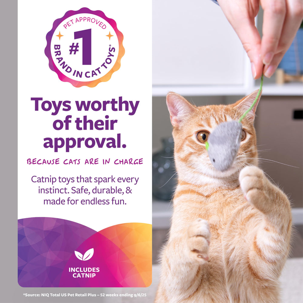 SmartyKat Skitter Critters Catnip Cat Toys, Gray/Cream, 10 Count