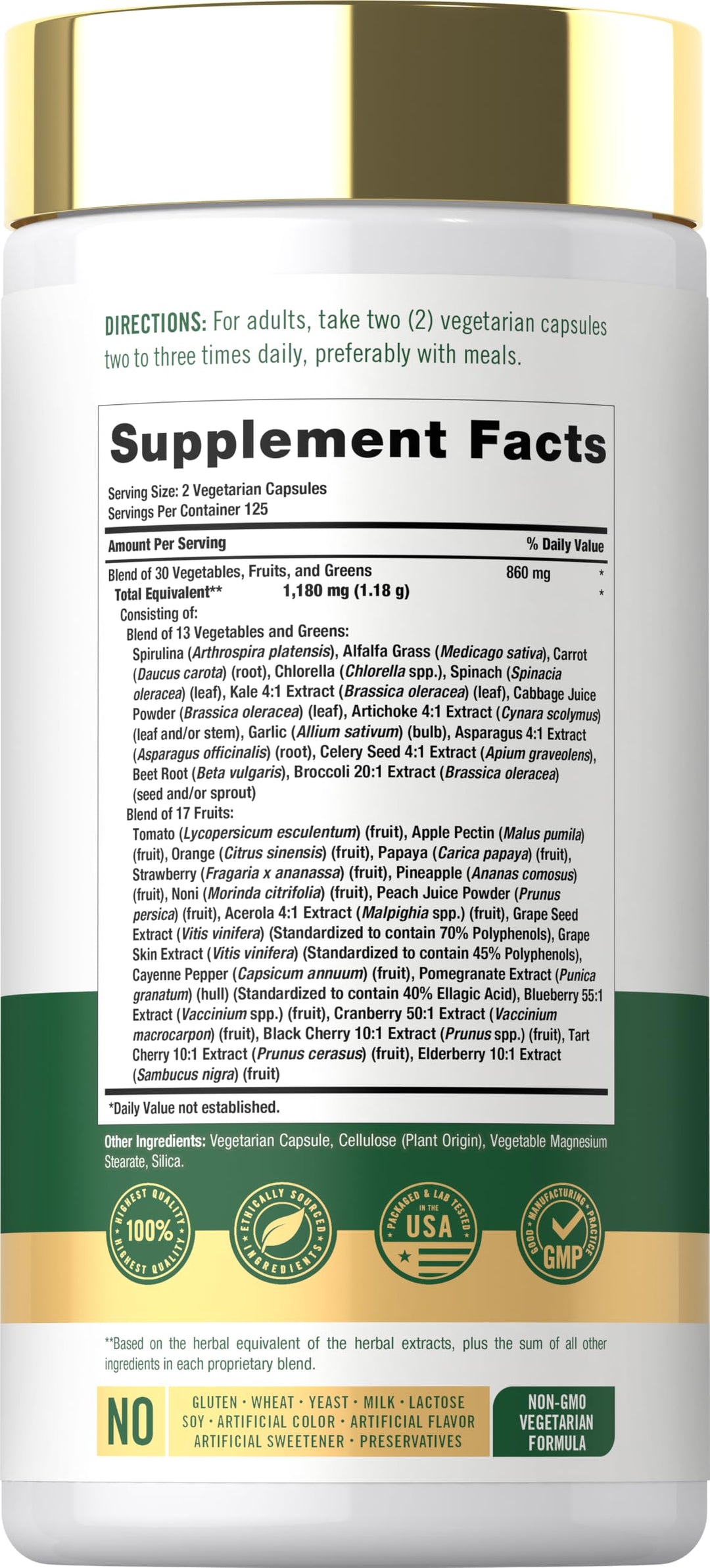 Carlyle Fruits and Veggies Supplement, 250 Count