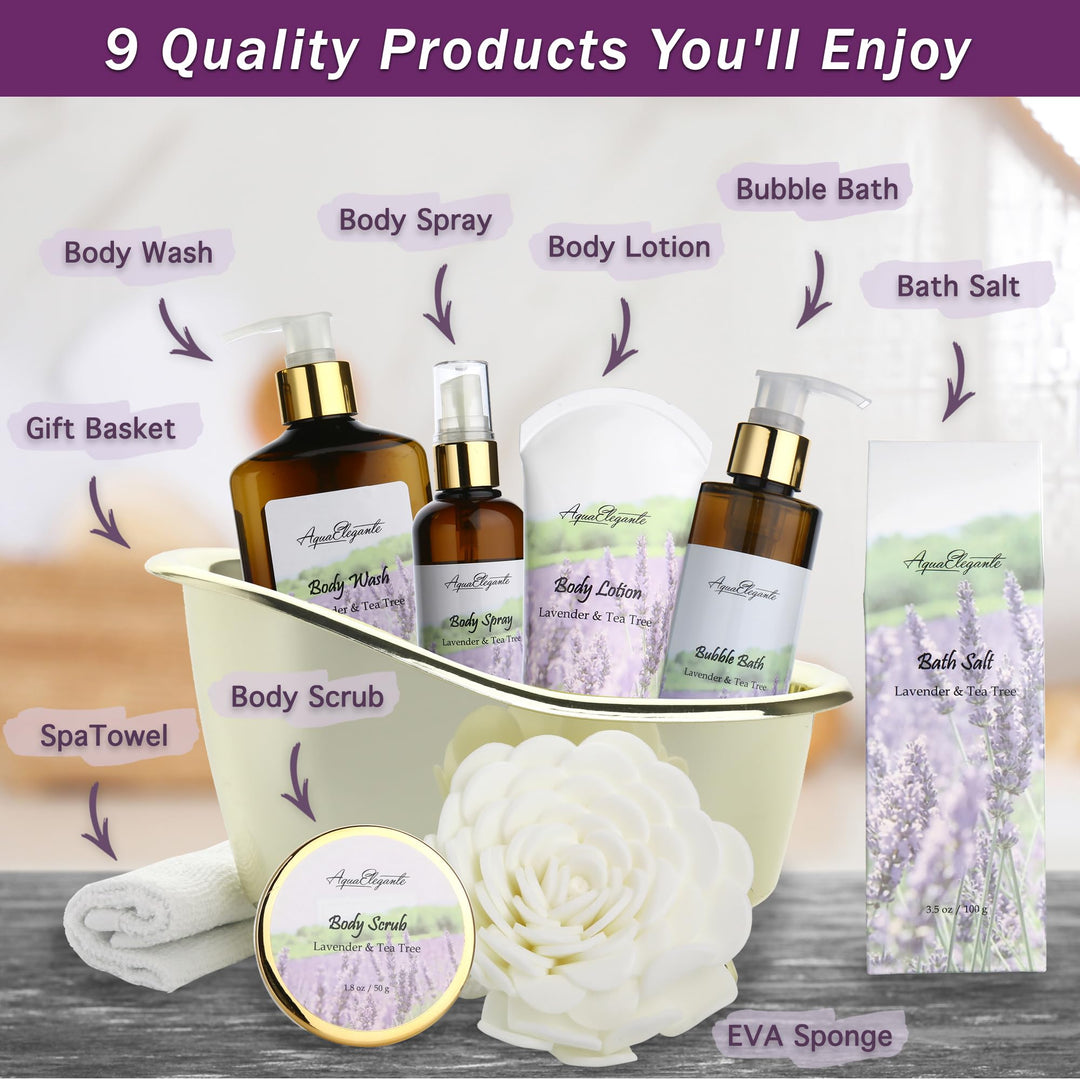 Aqua Elegante Spa Gift Basket, Lavender & Tea Tree