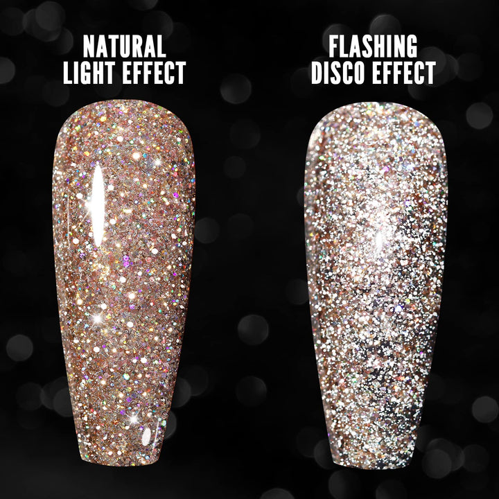 YOKE FELLOW Reflective Glitter Gel Nail Polish, Gold, 10 ml