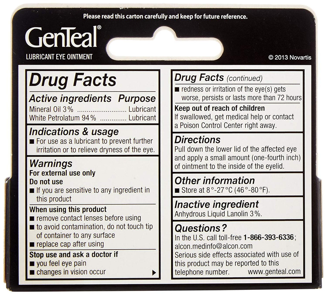 Genteal Tears Night-Time Ointment, 3.5 g