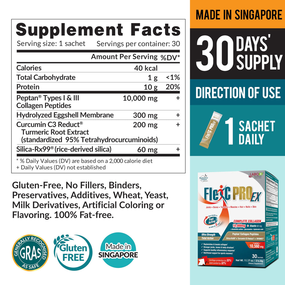 LABO Nutrition FlexC PRO EX Collagen Peptide Supplement, Unflavored