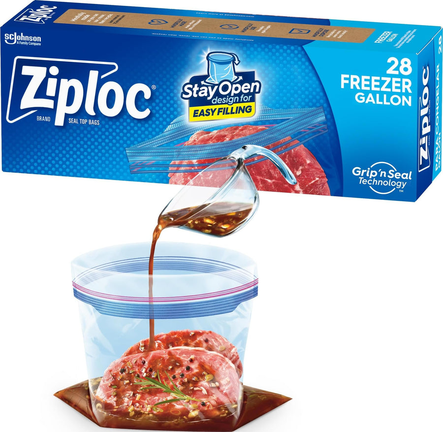 Ziploc Freezer Bags, Gallon, 28 Count