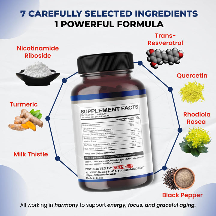 ULTRA HERBS NAD+ Supplement, 90 Count