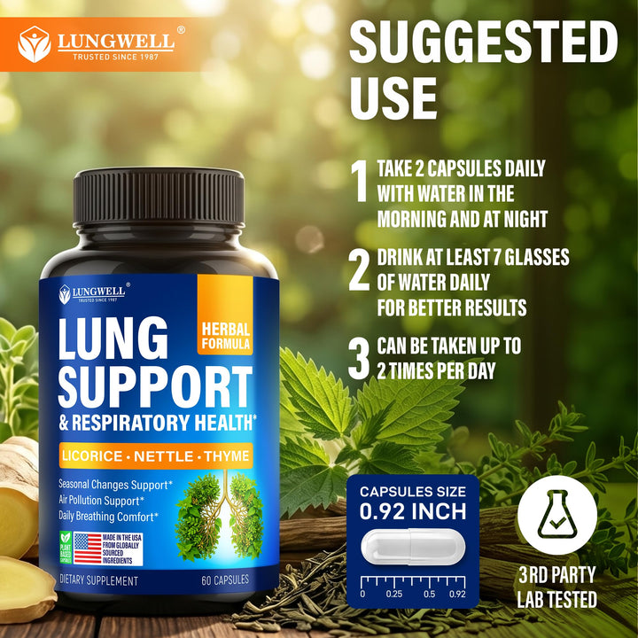 LUNGWELL Lung & Respiratory Support Herbal Supplement, 60 Count