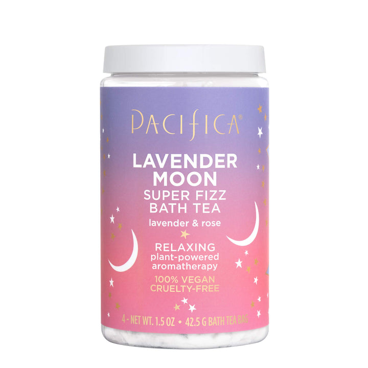Pacifica Lavender Moon Super Fizz Bath Tea, Lavender & Rose, 4 Count