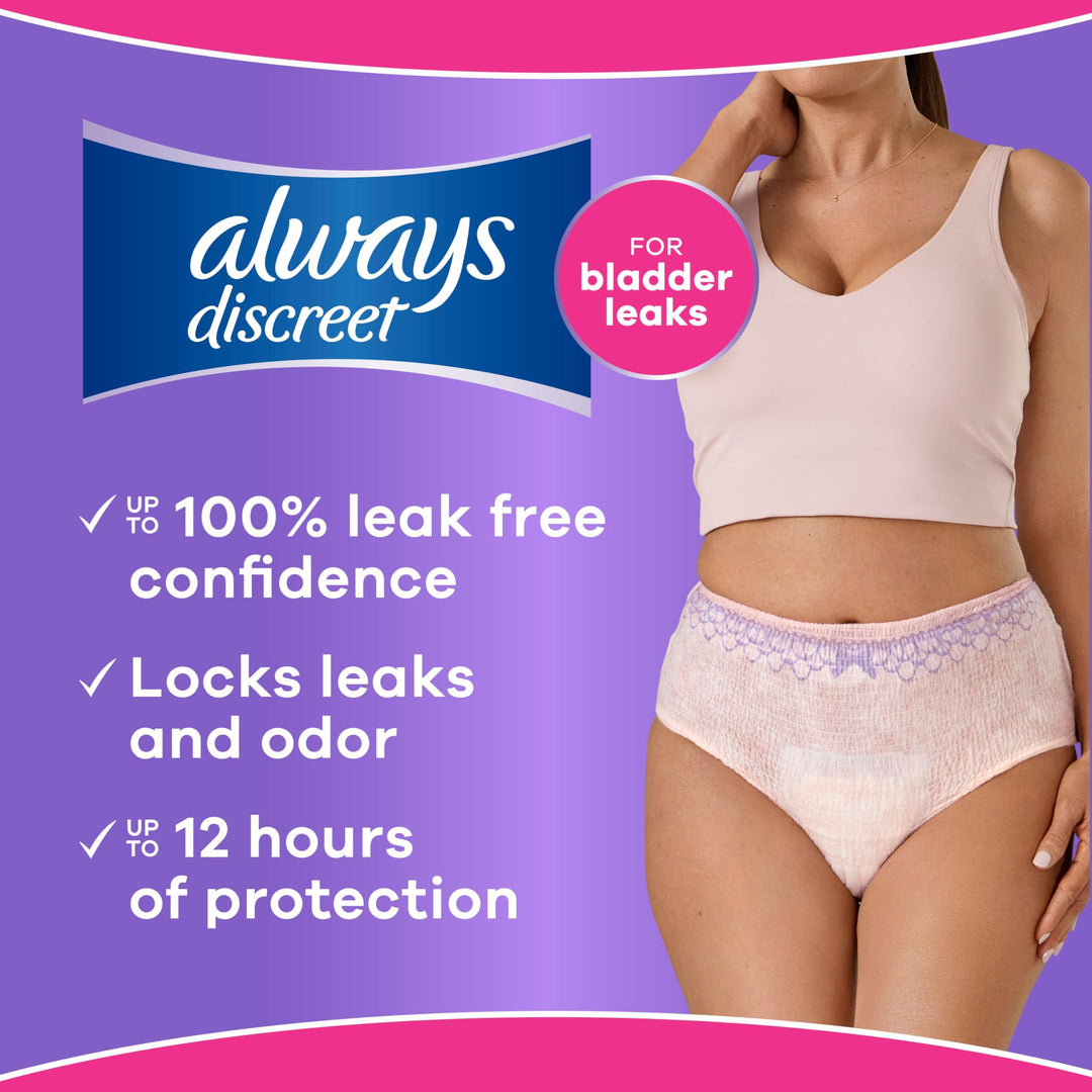 Always Discreet Incontinence Underwear, Maximum Absorbency, S/M, 32 Count