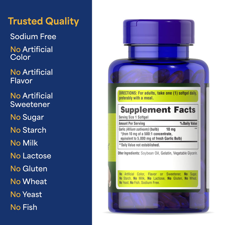 Puritan's Pride Garlic Softgels, 5000 mg, 250 Count