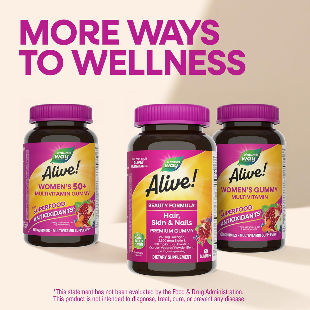 Nature's Way Alive! Premium Hair, Skin & Nails, Strawberry, 60 Count