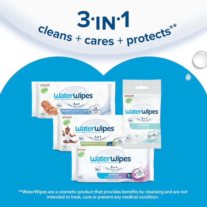 WaterWipes Plastic Free Textured Clean Baby Wipes, 240 Count, Pack of 4