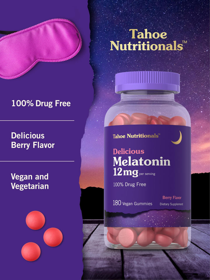 Carlyle Melatonin 12 mg Gummies, Natural Berry, 180 Count